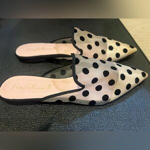 Pretty Ballerinas Cream and Black Polka Dot Mules